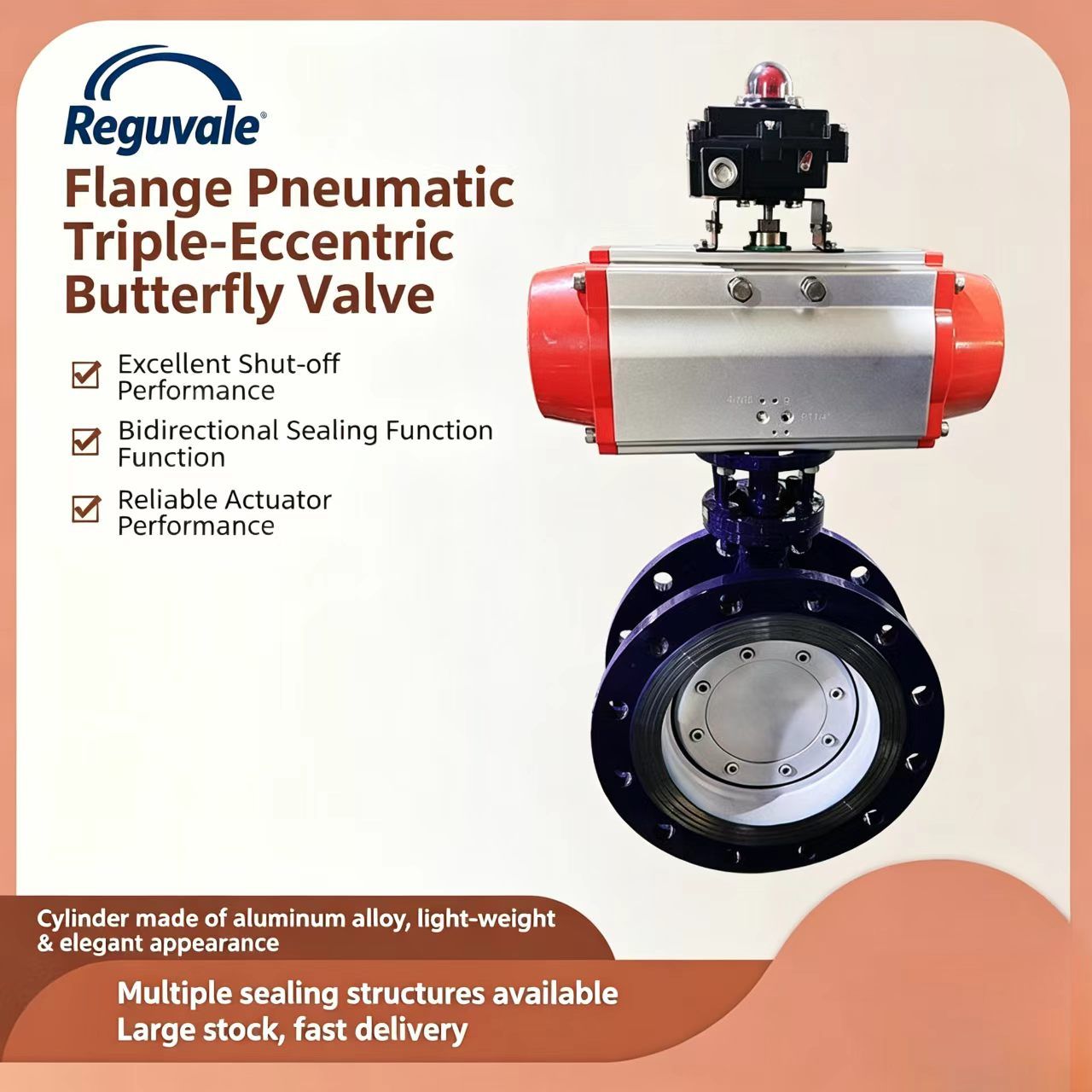 Pneumatic Triple-Eccentric Flange Butterfly Valve