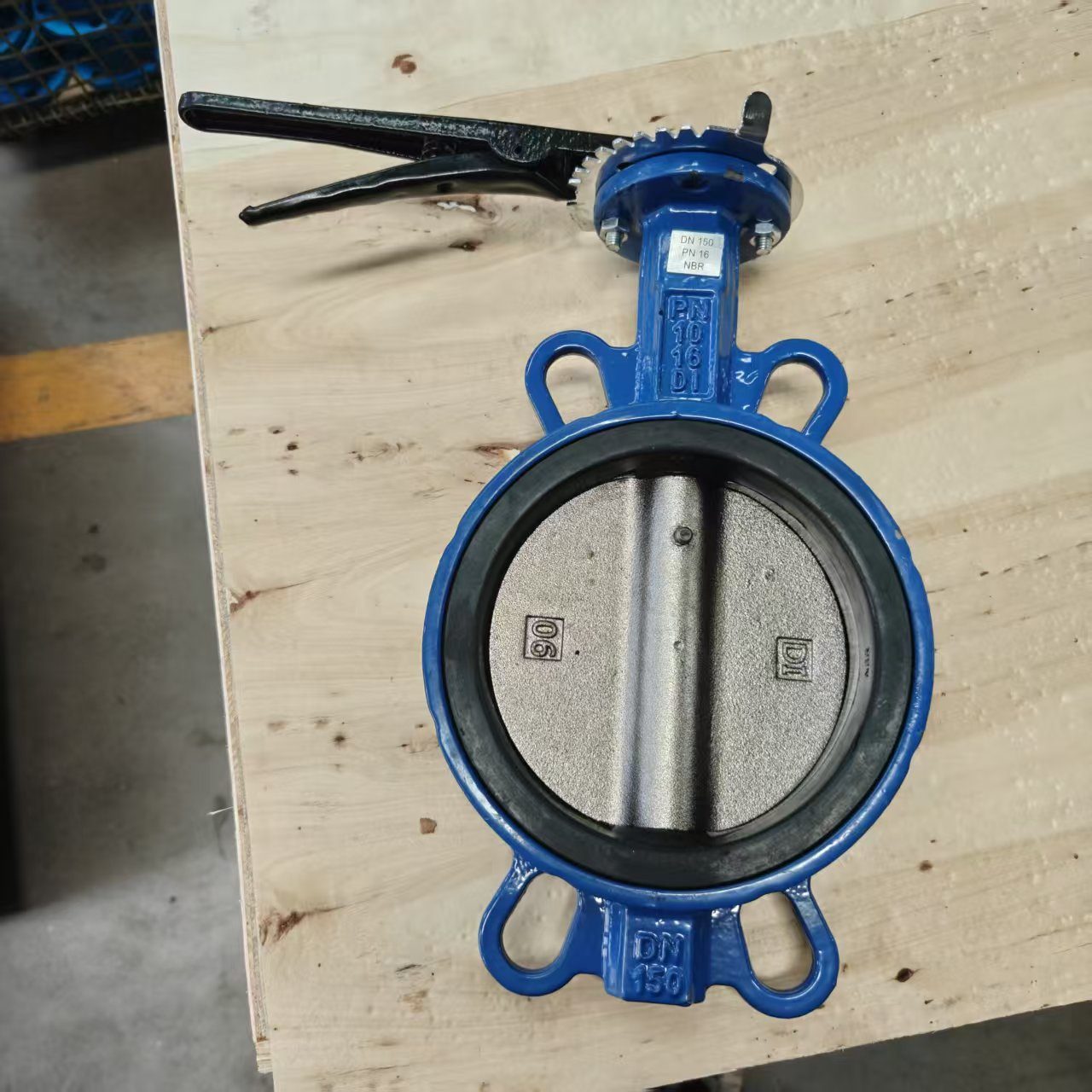 Wafer butterfly valve DN150 PN16 front view